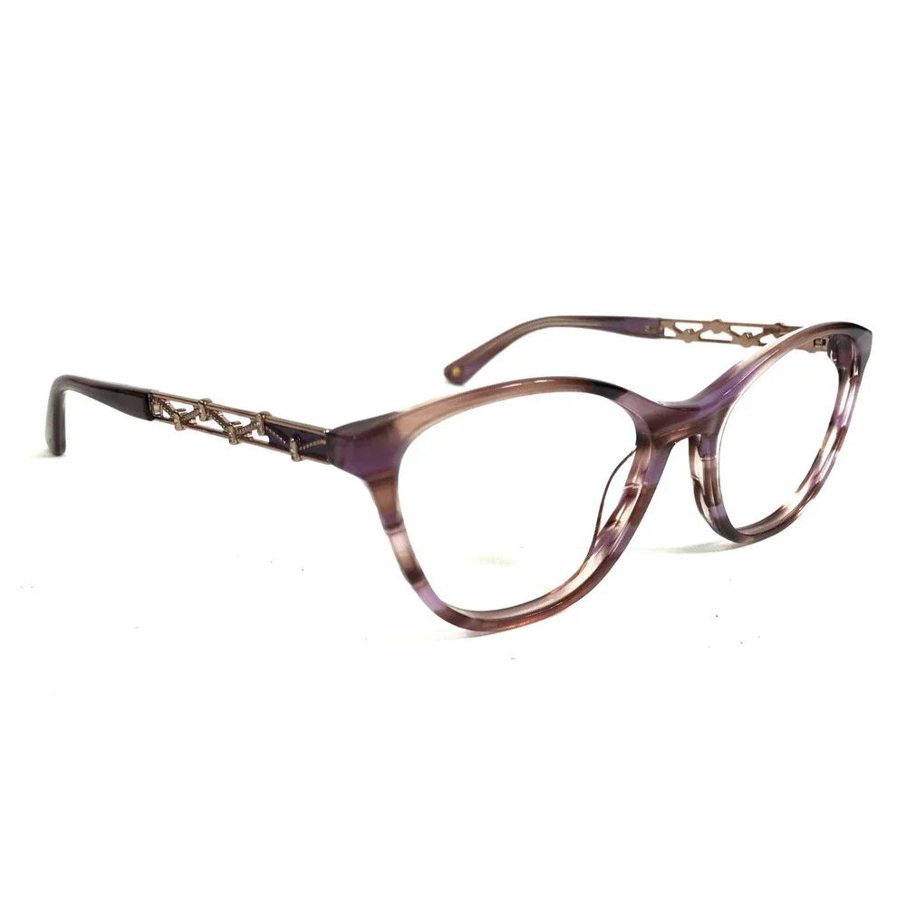 Bulova Eyeglasses Frames Purple Rose Gold Woven Chain Cat Eye 52-18-140